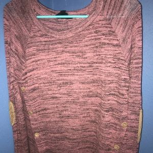 Pink Shirt with tan buttons elbow patches